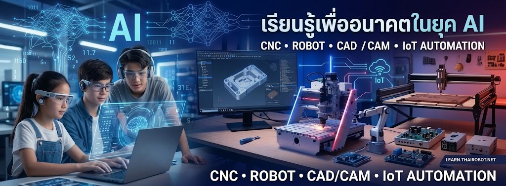 เรียนรู้เพื่ออนาคตในยุค AI — CNC · ROBOT · CAD/CAM · IoT Automation โดย PanmaneeCNC